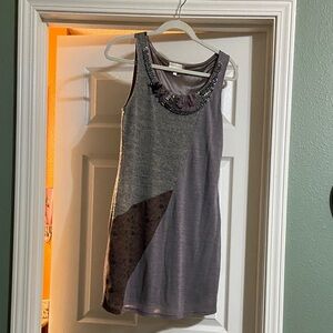 Elegant Gray Sleeveless Mini Dress